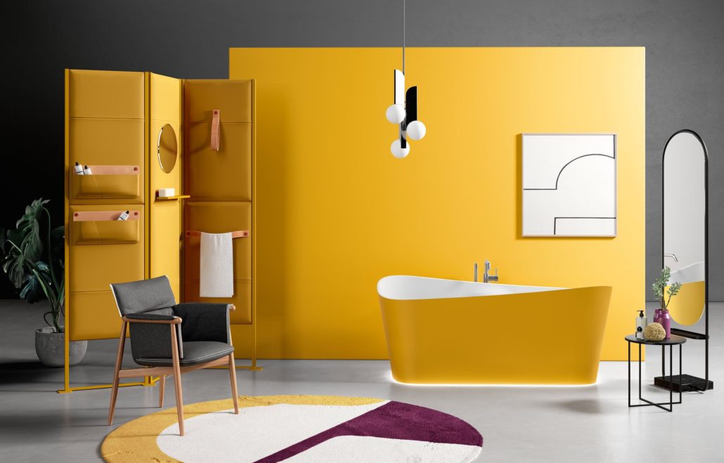 Diseño de bañera exenta de Novellini.